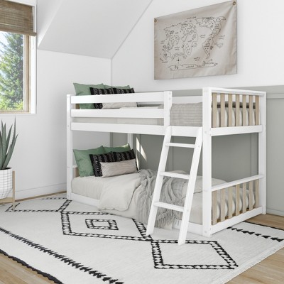 Max & Lily Scandinavian Twin Over Twin Low Bunk Bed, White/blonde : Target