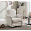 Anybear Swivel Accent Chair Modern Barrel Armchair with Wood Base - 3 of 4