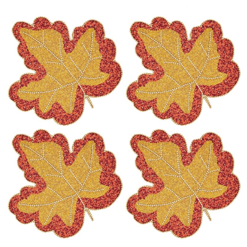 Saro Lifestyle Beaded Leaf Table Mats (Set of 4), 3 of 5