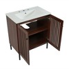 Ridstar 30 in. W Brown Bathroom Storage Cabinet with 2 Soft-Close Doors and Large Storage Space - 4 of 4