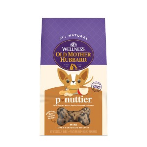 Old Mother Hubbard by Wellness Classic Crunchy P-Nuttier Biscuits Mini Oven Baked with Carrot, Apple and Chicken Flavor Dog Treats - 1 of 4