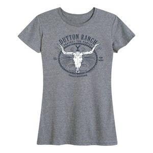 Women's - Yellowstone - Dutton Ranch Decorative Longhorn Skull Short Sleeve Graphic T-Shirt - 1 of 4