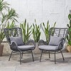 Set of 2 Modern Wicker Accent Arm Chairs with Cushions, Indoor/Outdoor Lounge Chairs for Patio, Balcony, or Sunroom – The Pop Home - 2 of 4