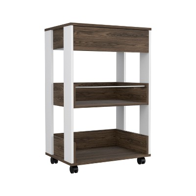 NicBex 1 Drawer Rolling Kitchen Island Cart with 2 Open Shelves,Kitchen Island on Wheels with Storage,Island Table for Kitchen