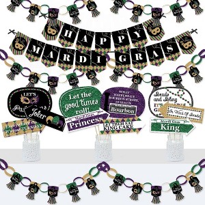 Big Dot of Happiness Mardi Gras - Banner and Photo Booth Decorations - Masquerade Party Supplies Kit - Doterrific Bundle - 1 of 4