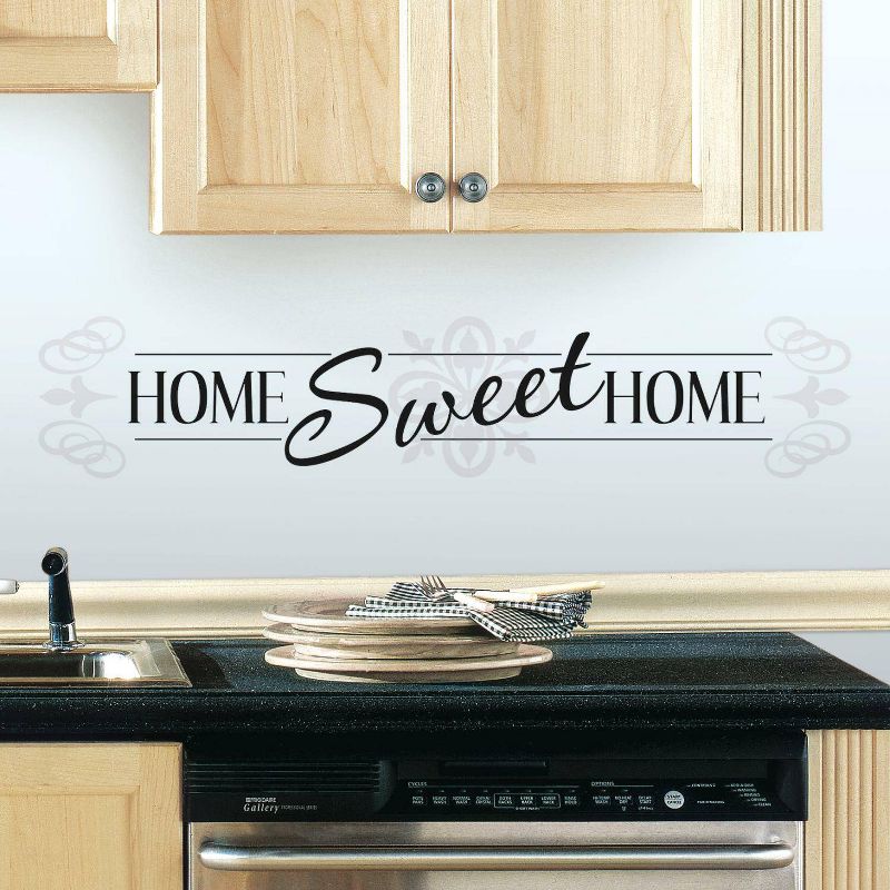 Home Sweet Home Peel and Stick Wall Decal Black - RoomMates, 4 of 6