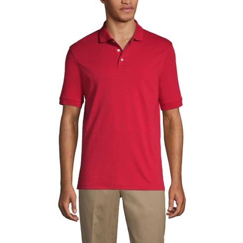 Lands End Men s Short Sleeve Interlock Polo Shirt Medium Red