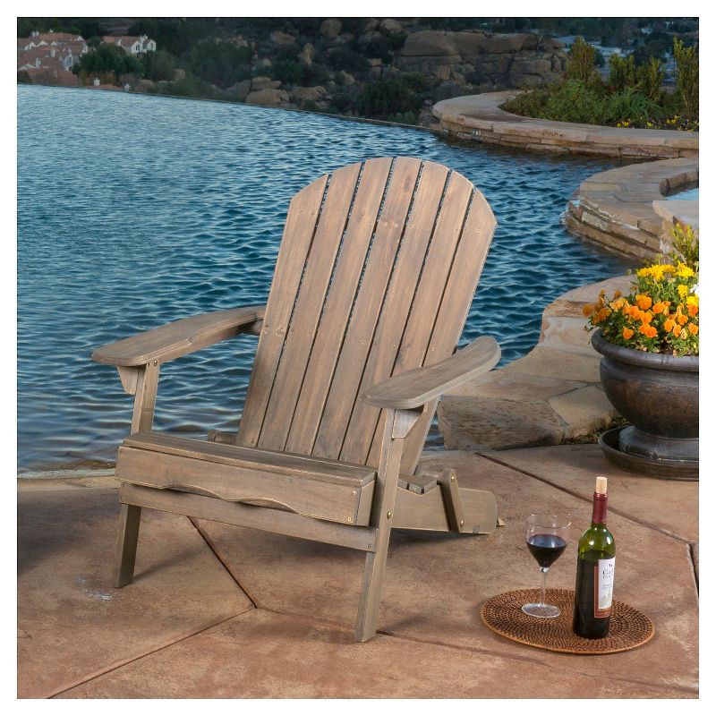 Hayle Reclining Wood Adirondack Chair with Footrest - Gray - Christopher Knight Home, 3 of 7