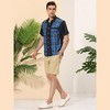 Lars Amadeus Men's Summer Plaid Patchwork Short Sleeves Button Color Block Shirt - 4 of 4