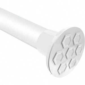 Tension Curtain Rod 102 - 120 Inch No Drilling Adjustable Pole White Non - Slip Telescoping Bathroom Bedroom Patio Laundry - 1 of 4