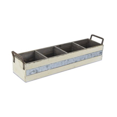 Cheung's Reid Wooden 4 Slot Storage Caddy - Rustic White