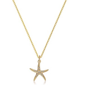 Molenia 925 Sterling Silver Starfish Necklace for Women, an Elegant 14K Gold Plated Dainty Ocean Beach Jewelry for Summer Beach Vacations - 1 of 4
