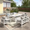 Heynemo Aluminum Patio Furniture Set with Fire Pit Table, 5 Piece Outdoor Furniture with Cushions for Balcony, Front Porch, and Backyard - 2 of 4