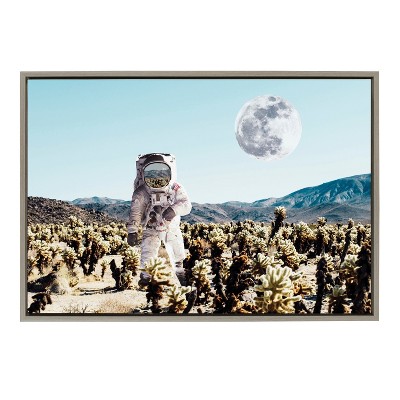 Gray Astronaut Desert Moon Canvas Print, 23 x 33