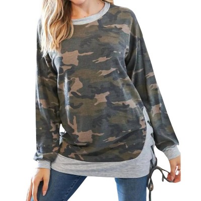 Women's Long Sleeve Lace Up Side Top - Grateful Hearts