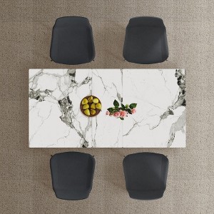 KWPZQEB Rectangle Extendable Dining Table from 47 to 59", Kitchen Table with Sintered Stone Top & Steel X-Base, Modern Luxury Dining Room Table Set - 1 of 4