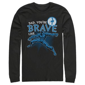 Men's Marvel Dad You're Brave Like Black Panther Long Sleeve Shirt - 1 of 4