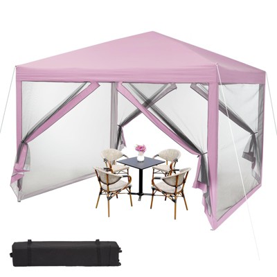 10 x 10 FT Pop Up Canopy, 3 Height Adjustable Instant Canopy with Mosquito Netting, Heavy Duty Sun Shade for Patio, Backyard
