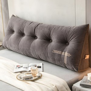 Bekrvio Velvet Wedge Headboard Pillow, Bed Rest Reading Backrest Cushion with Removable Cover & Side Pockets for Daybed & Couch - 1 of 4