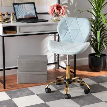 Baxton Studio Savara Contemporary Glam and Luxe Velvet Fabric and Metal Swivel Office Chair