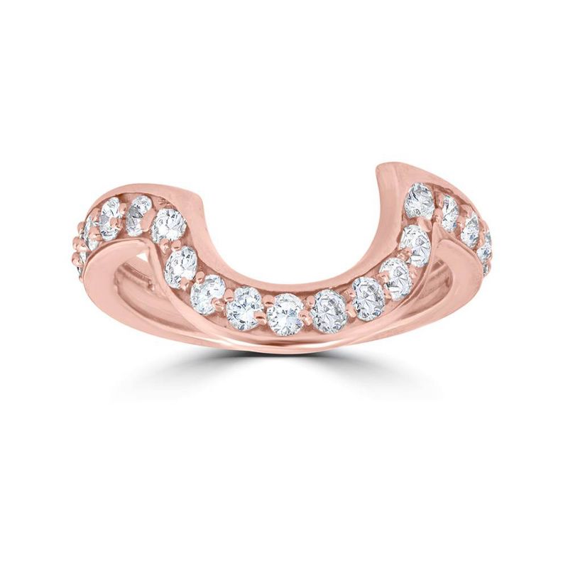 Pompeii3 1/2 cttw 14k Rose Gold Diamond Curved Contour Band For Forever Us 2 Stone Ring, 1 of 4