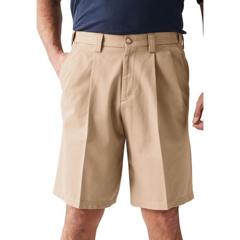 KingSize Men's Big & Tall Wrinkle-Free Expandable Waist Pleat Front Shorts  - Big - 44, Brown