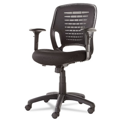 Contemporary Black Mesh Swivel Task Chair with Adjustable T-Bar