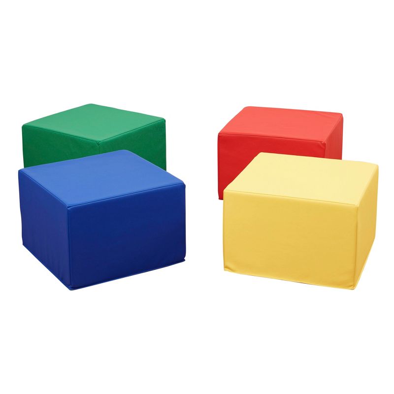 ECR4Kids SoftZone Square Foam Ottoman, Flexible Seating, 12in Seat Height, 4-Piece, 1 of 14