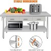 60" X 24" Stainless Steel Workbench, with 2 Drawers, Paper Towel Holder, Metal Dining Prep Table, Kitchen Drawer Organizer - 3 of 4
