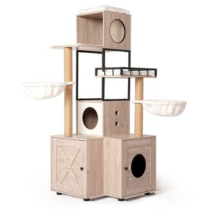 Gulches 63in H x 24in W x 16in D LooTower Cat Condo White Gray 1 Pack Multi Cat Livestock Supplies Product type - 1 of 4