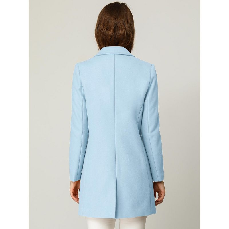 Allegra K Women's Regular Fit Notched Lapel Long Sleeve Buttoned Classic Coat, 5 of 7