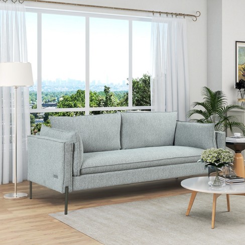 3 Seat Streamlined Upholstered Sofa Couch With Removable Back And Seat  Cushions And 2 Pillows-modernluxe : Target