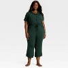 Women's Cloud Knit Modal Short Sleeve Notch Collar Top and Capri Pants Pajama Set - Auden™ - 3 of 3