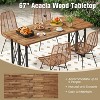67 Inch Patio Rectangle Acacia Wood Dining Table with Umbrella Hole - 4 of 4