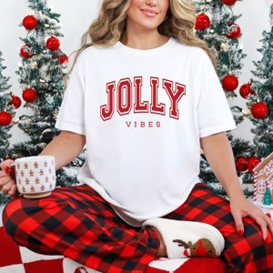 Simply Sage Market Jolly Vibes Varsity Thick Outline Garment Dyed Tee - 1 of 4