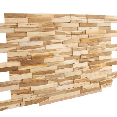 Natural Teak 3D Textured Wall Panels, 28" x 1.5"