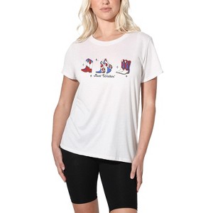 Women's USA Festive Cowgirl Boots Loose T-Shirt - 1 of 4