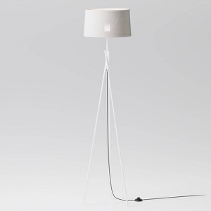 Infibrite 66" Sleek Crossed Legs Floor Lamp with Fabric Shade: Minimalist Design, E26 Bulb Compatible, Linen Cone Shade, ETL Listed - 1 of 3