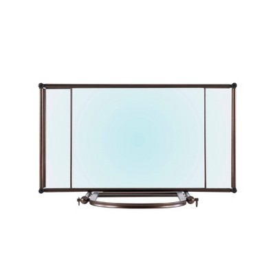 Clarisse 37.8" Traditional Beige and Brown Metal & Glass Vanity Set with Stool