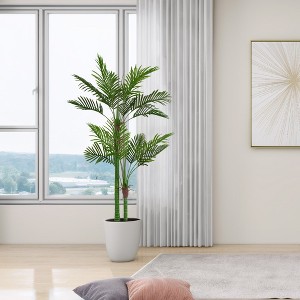 KTMBDW Artificial Palm Tree, Faux Tropical Floor Plant in Pot, Artificial Silk Plant for Home Office Living Room Decor Indoor - 1 of 4