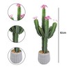 36 Inch Artificial Cactus Plant, Faux Flowering Cacti Plant in Pot, Fake Cacti Saguaro for Home Garden Office Indoor Outdoor Decoration - 2 of 4