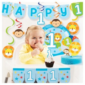 One Is Fun Boy 1st Birthday Party Decorations Kit