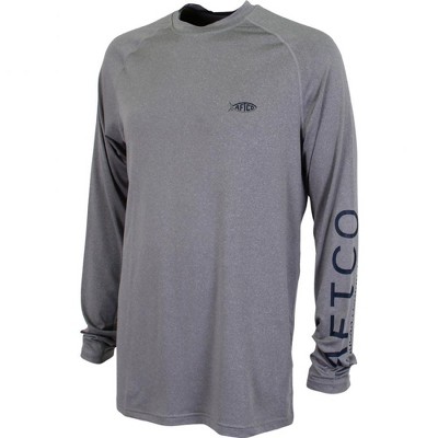 AFTCO Samurai Heathered Long Sleeve Shirt Brilliant Blue Heather, Large