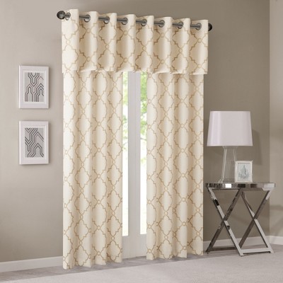 Saratoga Beige and Gold Cotton Blend Grommet Top Valance