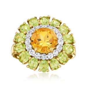 Ross-Simons 1.60 Carat Citrine, 2.10 ct. t.w. Peridot and .30 ct. t.w. White Topaz Ring in 18kt Gold Over Sterling - 1 of 4