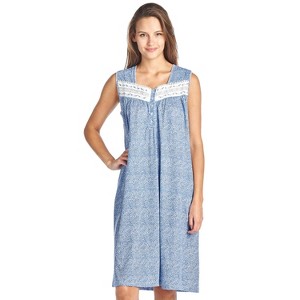 Casual Nights Women's Floral Embroidered/Lace Trim Sleeveless Nightgown - 1 of 4