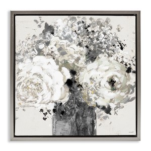 Stupell Industries Bold Abstract Floral Arrangement Floating Frame Canvas Art, Gray, 18" x 18" - 1 of 4