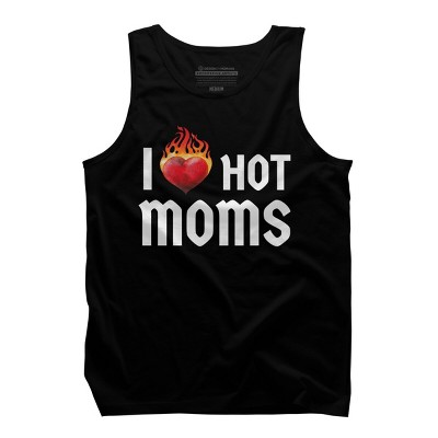 Men's Design By Humans I Love Hot Moms Heart By Metavera Tank Top