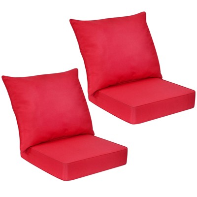 Tangkula 2PCS Deep Seat Chair Cushion Pads Set Indoor/Outdoor w/ Rope Belts