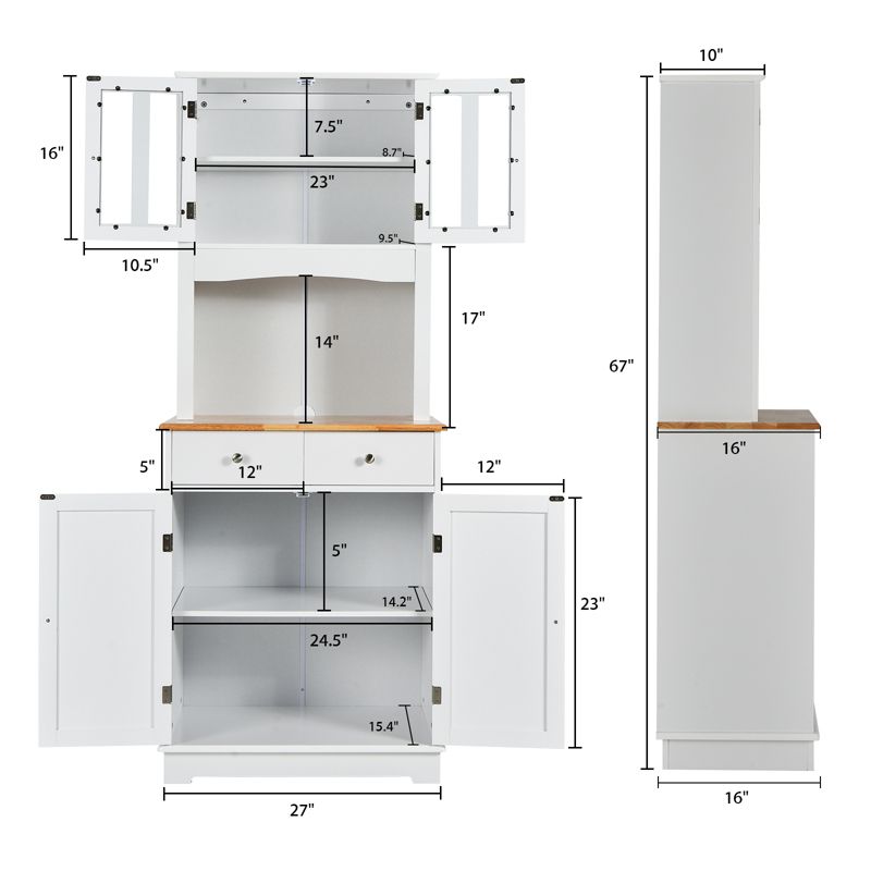 Tangkula Buffet Hutch Kitchen Storage Cabinet Microwave Stand with 2 Drawers and 2 Door Storage Cabinet White, 4 of 11